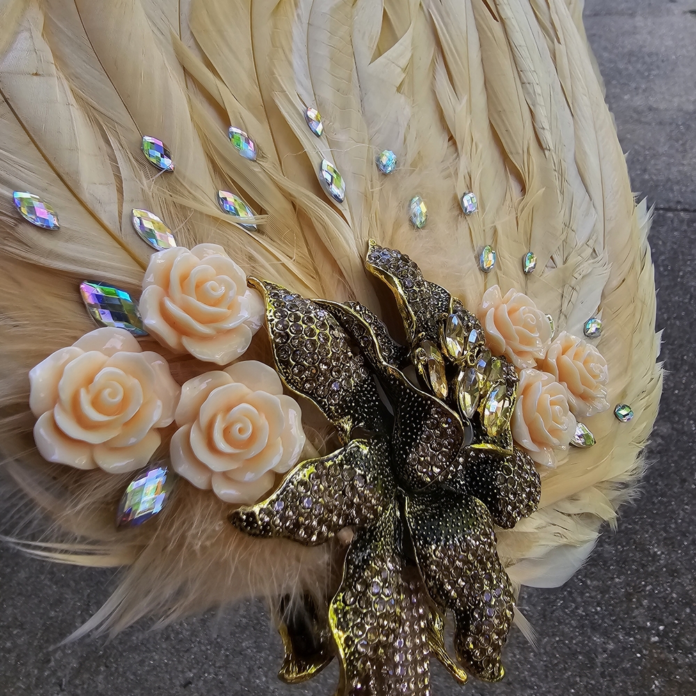 Elegant Feather and Rose Embellished Accessory